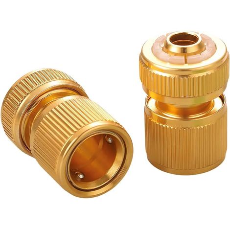 2 Pièces Raccord Laiton Tuyau Arrosage 1/2", Raccord Rapide Double Bidirectionnel en Laiton, Connecteur pour Tuyau d'Arrosage et Robinet de Jardin, Raccords Rapides en Laiton (1/5)