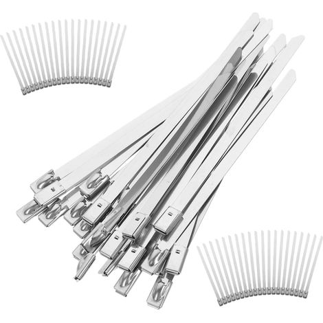 Colliers de Serrage Métalliques en Acier Inoxydable 304 100 Pièces Auto-bloquants Robustes, Argenté, pour Industrie et Garage, Fixation de Clôtures (1/5)