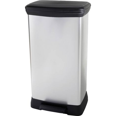 Curver Duo Rectangle Bin poubelle gris métallisé 46 litres (1/4)