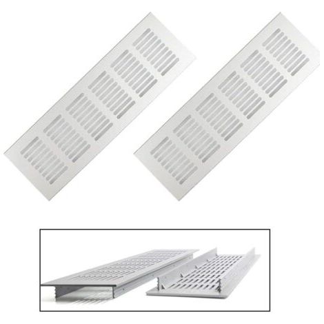 Grilles de ventilation rectangulaires en aluminium 80x250 mm – Lot de 2 grilles extérieures – Installation facile avec vis incluses (1/5)