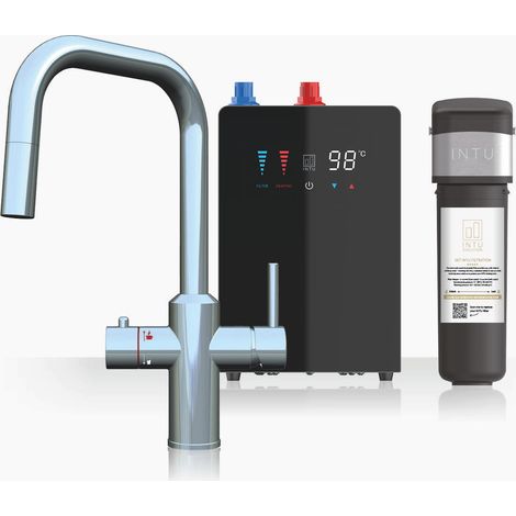 INTU Monarch Chrome 4 In 1 Square Pull Down Filtered Boiling Water Tap Nexus & Pro Filter (1/5)