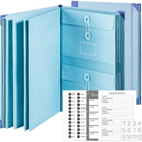 Chemise à soufflets INF, format A4, avec sous-dossiers extensibles, bleue (1/5)