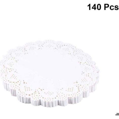 Lot de 140 napperons ronds en papier dentelle de 14cm,dessert,biscuit,friandises,napperons,napperons d'emballage de gâteau (1/5)