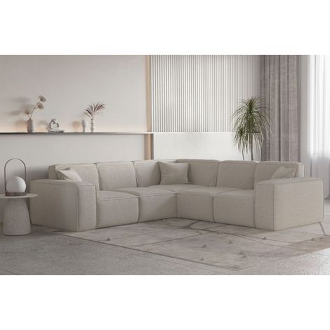 Ecksofa Designersofa CELES PREMIUM Stoff Ascot Bukla Beige Seite Universal (1/2)