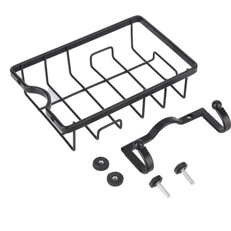 Étagère suspendue de cuisine, égouttoir, étagère de rangement pour évier sans perçage, étagère pour robinet (noire)-AquaForge (1/5)
