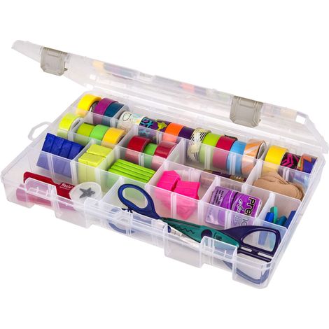 Grande boîte de rangement transparente pour loisirs créatifs avec séparateurs – Étui de rangement en plastique pour un rangement pratique et polyvalent – Idéal pour diverses fournitures (1/5)