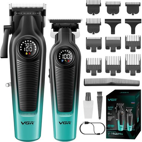 Men's Hair Clipper Kit, 10 Cutting Guides  Cordless Hair Clipper With Turbo Mode, Titanium Coated Ceramic Blade, LED Screen, 1 Comb (1/5)