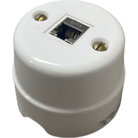 Presa Dati RJ45 cat.6 Schermata FTP In Ceramica Bianco Vintage Fanton 84020 (1/4)