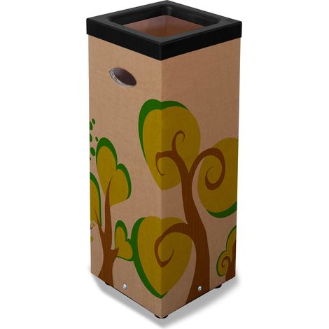Pattumiera Per Raccolta Rifiuti 28x28xh70 cm in Cartone Con Stampa Grafica G2 Beige (1/2)