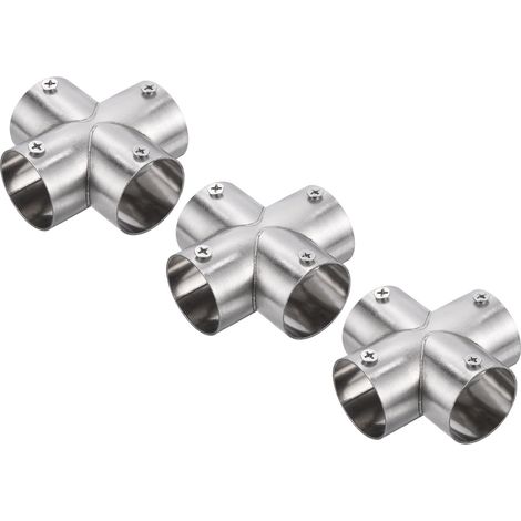 Lot de 3 colliers de serrage pour rail d'extrémité en acier inoxydable de 3,8 cm avec boulons et écrous pour étagère à monter soi-même, argent (1/5)