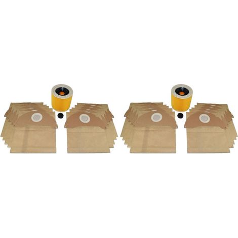 20 x Wet & Dry Vacuum Dust Bags & 2 Filters Fits Karcher A2054