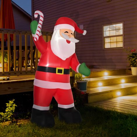 Babbo Natale gonfiabile con illuminazione a LED, completo di soffiatore, corde di ancoraggio, picchetti e sacchi di sabbia, 140 cm x 85 cm x 250 cm (1/5)