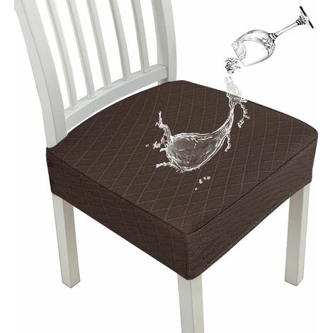 Housses de siège imperméables Diamond Lattice pour chaises de Salle à Manger,Housses de Chaise de Cuisine Extensibles pour Salle à Manger,Housses de Coussin de siège (Marron,2 Pcs) (1/5)