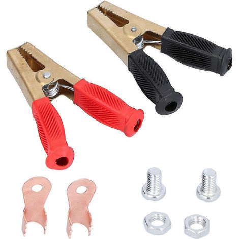 Compatible avec 2 pinces de batterie de voiture 1000 A, connecteurs de charge de test électrique en cuivre pur rouge et noir (1/5)
