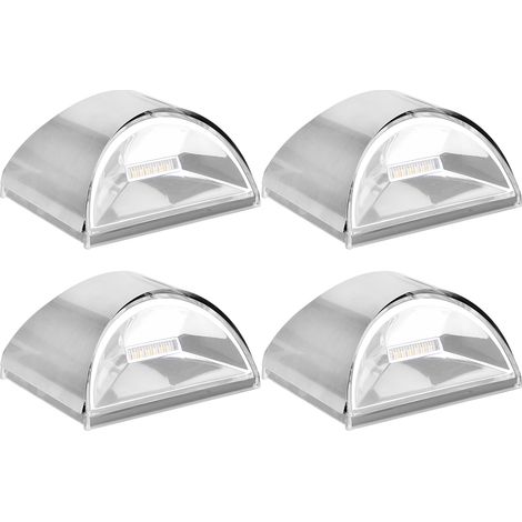 Nouvelle applique murale et d'éclairage paysager solaire LED en acier inoxydable à contrôle de luminosité, lot de 4. (1/5)