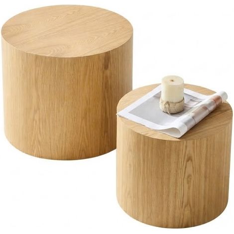ELVMI Runde Satztische aus MDF in Natur für Wohnzimmer, Apartment und Kleine Räume, Platzsparend Flexibel (1/5)