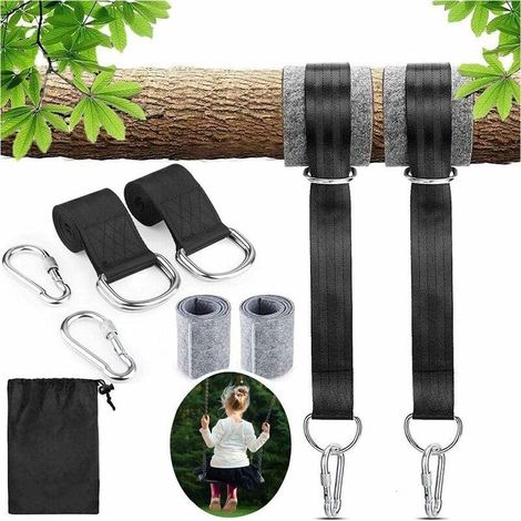 Hamac Sangles 2X150M,Fixation Hamac Avec Balanoire D'Arbre Sangle Balancoire Suspendu Ultra Résistant Avec D-Ring Et Balanoire Sangles De Hamac Max 550Kg Pour Camping,Hamac Et Balancoire De Jardin (1/5)