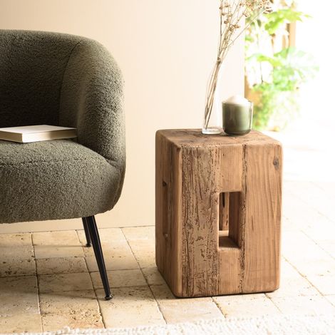 SANDY - Tabouret carré 30x30cm bois Pin recyclé SANDY (1/5)