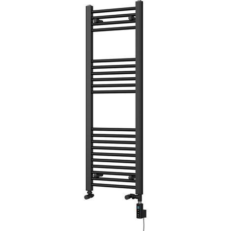 Zennor - Black Dual Fuel Towel Rail H1200mm x W400mm Thermostatic WIFI - Straight (1/3)