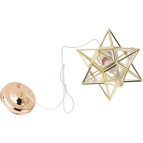 Ortviai Suspension Étoile Moravie en Or – Lustre Plafonnier Design Moderne avec Abat-jour Transparent et Ampoule LED intégrée (1/5)