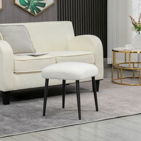 Pouf carré crème en tissu effet cachemire, siège rembourré 42 x 42 x 47 cm, pieds en acier peint, idéal salon et chambre  CHICFURN (1/5)
