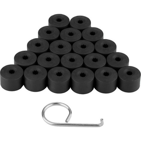20 écrous 17mm pour roue auto, embouts de protection antivol, capuchons noirs pour moyeu de voiture (1/5)