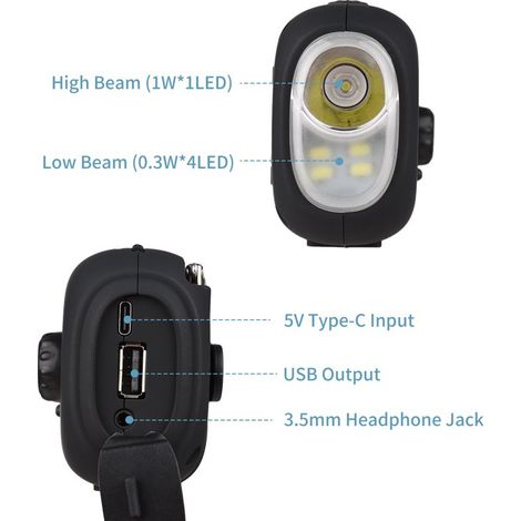 Radio AM/FM d'urgence avec cellules solaires et manivelle, alarme SOS, lampe torche à 4 modes, orange (1/4)