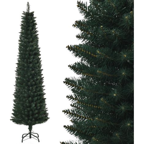 Sapin Noël artificiel 180 cm slim 380 pointes branche support métal pliable vert (1/5)