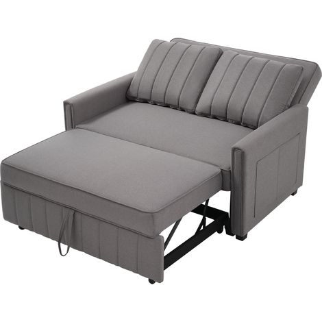 Canapé-lit convertible 3 positions en tissu, pliant et compact pour petit espace, avec 2 coussins, structure bois et métal, coloris gris antique CHICFURN (1/5)