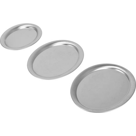 3 pièces Plateau à Dessert en Acier Inoxydable, Plateau de Présentation pour Snacks ou Bijoux, Finition Miroir Argenté