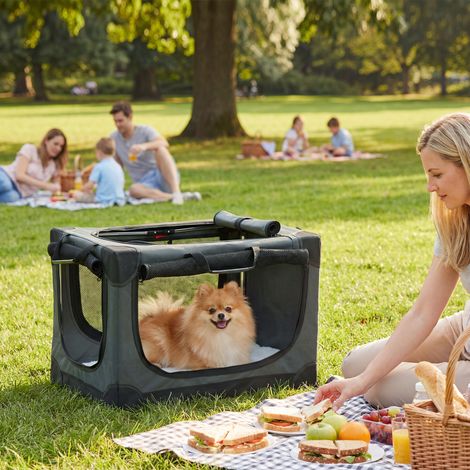 Cage de transport pliable pour chien, avec coussin amovible et lavable, revêtement en tissu Oxford, pour chiens jusqu'à 4 kg, vert armée