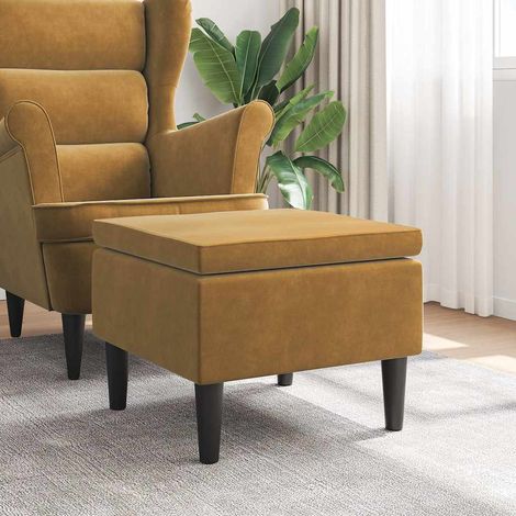 Tabouret avec pieds Tabouret de bar Chaise de bar - en bois Marron Velours BV205832 - BonneVie (1/4)