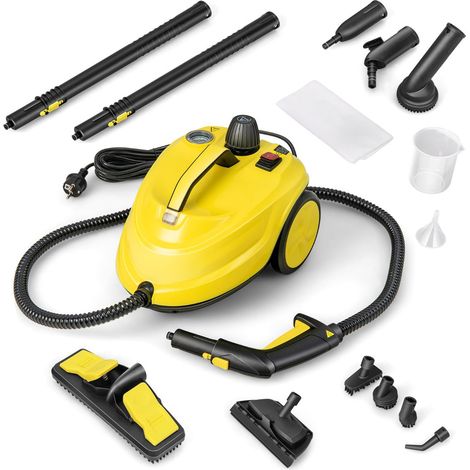 Pulitore a vapore multiuso con 13 accessori 37 x 26 x 25 cm alta pressione 5 bar pulizia rapida PP giallo 200012915