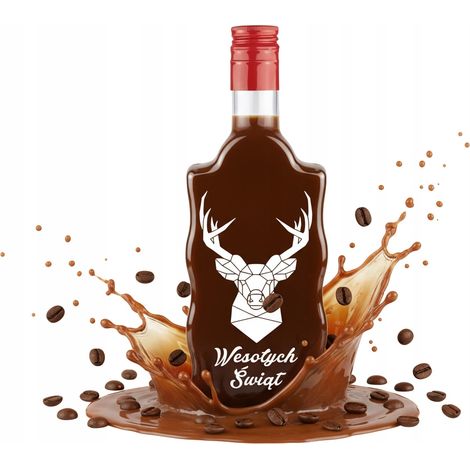 Botella navideña con estampado de olas, 500 ml, botella de vidrio para licor o jarabe, 0,5 l (1/5)