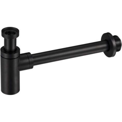 Tube de siphon universel noir pour évier, siphon en acier inoxydable, 1 1/4 x 32 mm, noir mat (1/3)