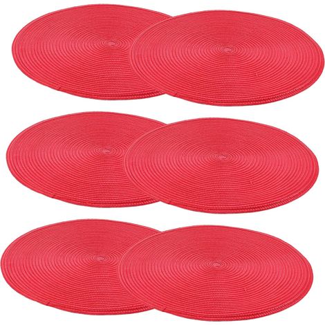 Lot de 6 sets table ronds tissés en polypropylène , résistants à la chaleur et faits main . Ils peuv (1/5)