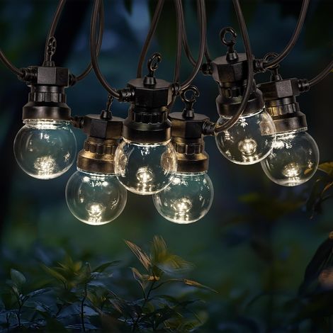 Guirlande 5M Transparent- Guirlande Electrique Exterieur 10 Bulbes Transparents - Guirlande Exterieur Decoration Romantique, Chic, Déco (1/5)