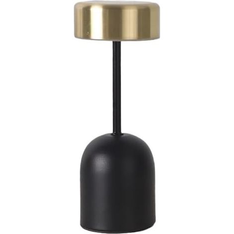 Lampe chevet LED métal noir/doré rechargeable, usage chambre (1/5)