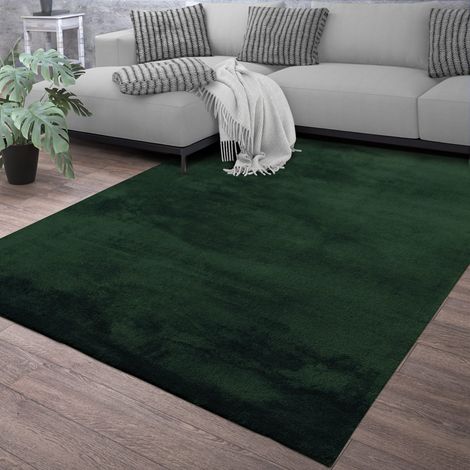 Tapis de salon à poils courts, uni, design moderne, lavable 200 cm x 280 cm x 14 mm, Rectangulaire, Vert