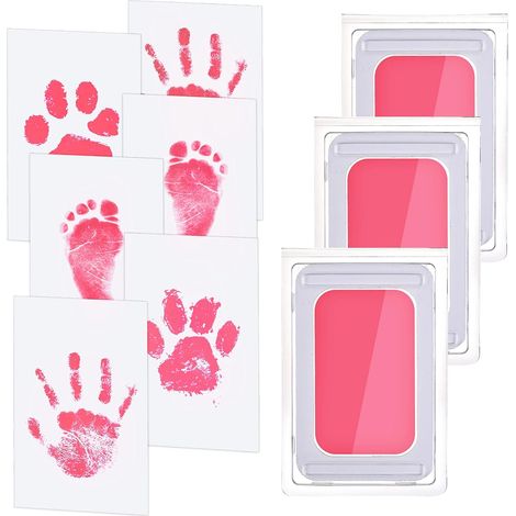 Kit d'empreintes de mains et d'empreintes de bébé, 3 tampons encreurs d'empreintes de mains de bébé, (1/2)