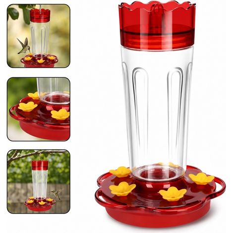 Mangeoire a Oiseaux Suspendue Anti-Fourmis pour Jardin Plastique Rouge 14 x 14 x 22 cm (1/4)