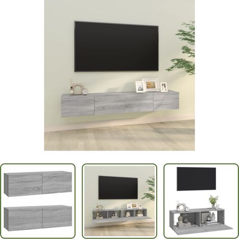 Meubles TV - Meubles TV muraux 2pcs sonoma gris 100x30x30 cm bois ingénierie (1/5)