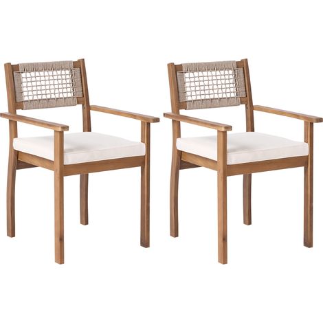 Conjunto de 2 sillas rústicas de madera de acacia exterior marrón claro Sumirago (1/5)