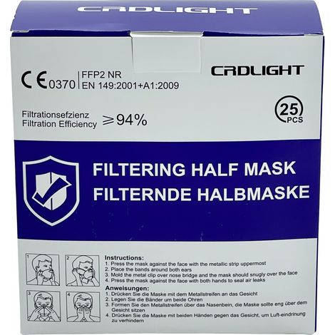 CRD Light  CRDFFP2 Feinstaubmaske ohne Ventil FFP2 25 St. EN 149:2001 + A1:2009 DIN 149:2001 + A1:20