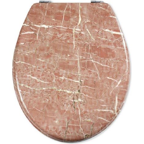 Abattant Universel En Bois Mdf Résistant Avec Impression De Marbre Rose Charnières Wc -3.5 - (1/2)