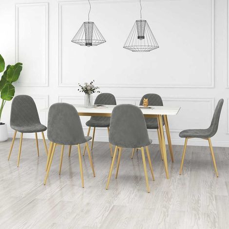 vidaXL Chaises à manger lot de 6 gris clair velours (1/5)