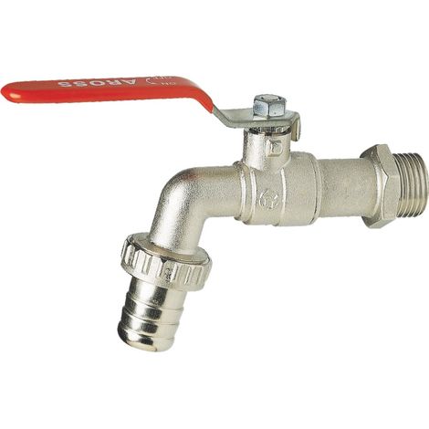Nickelierter Messing-Wasserhahn – Vierteldrehung – Flache rote Griff 20x27-20x27