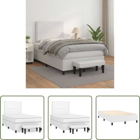 Matratze -  Boxspringbett mit Matratze Weiß 120x200 cm Kunstleder (1/5)