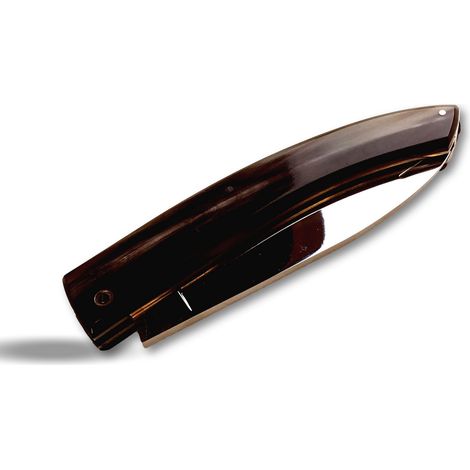 Kibros – Couteau pliant à fromage ou saucisson – Lame inox 12 cm – Manche en corne de buffle – Fait main – Tradition thiernoise