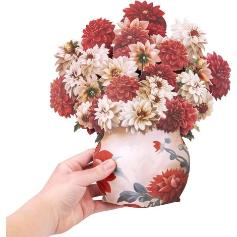 Carte de bouquet en papier pop, up 3D colorée, carte de vœux florale faite à la main, fleurs en papier fraîchement coupées, des mères, anniversaire (1/5)
